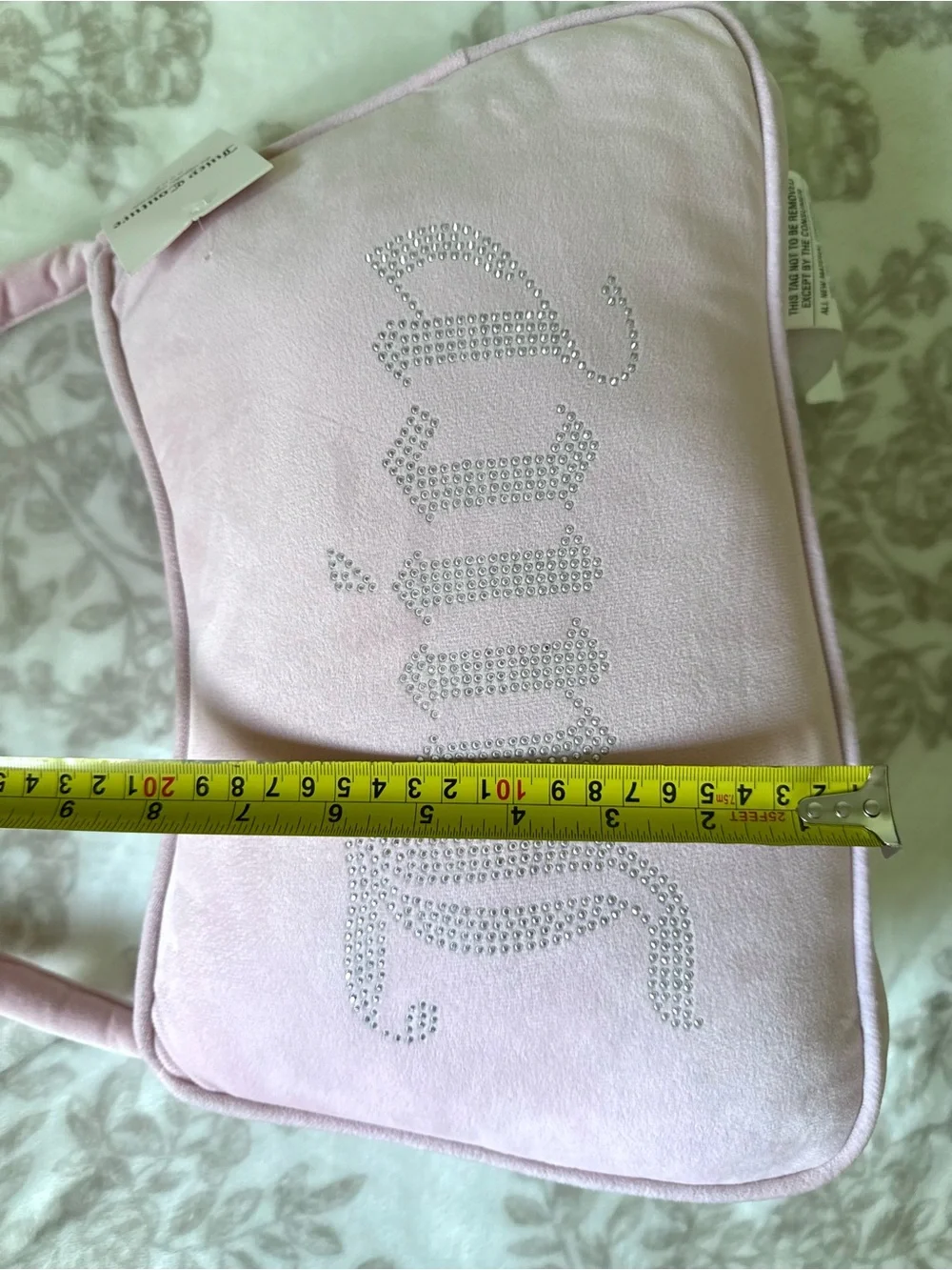 Juicy Couture Home Rhinestone Logo Purse Shaped Decorative Accent Pillow